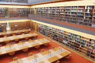 View of the general reading room of the Berlin State Library in the Unter den Linden building..The