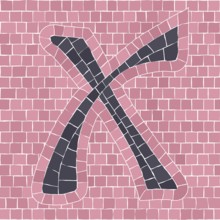 Mosaic tiles letter X. EPS 10 editable flat design vector seamless horizontal pattern