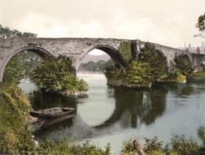 Old Bridge, Stirling, Scotland, Historic, digitally restored reproduction from a 19th century