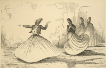 On the Nile, Shébook in the Cabin, Whirling Dervish, Egypt, Historical, digitally restored