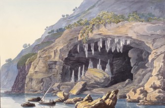 Cave, grotto at Cabo de San Antonio, Cap de Sant Antoni, cape in the south-east of Spain, digital