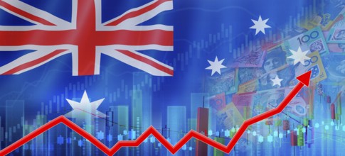 Australian financial growth concept, economic recovery. Growth of Australia economy on the