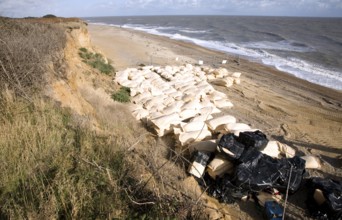 Coastal erosion protection work, Thorpeness, Suffolk, England, United Kingdom, Europe