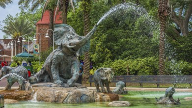 Elephant fountain in Audubon Zoo, New Orleans, Louisiana, USA, North America