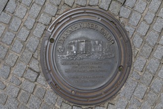 Manhole cover with self-advertising of the manhole cover manufacturer, Bad Kissingen, Lower