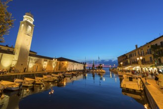 Harbour basin, evening mood, travel, tourism, Lazise, Lake Garda, Italy, Europe