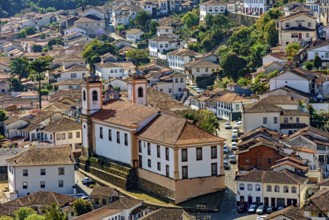 Ancient city of Ouro Preto with its old houses and churches in the state of Minas Gerais, Ouro