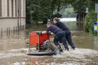 Flood on the Ruhr, after long heavy rainfall the river left its bed and flooded the countryside and