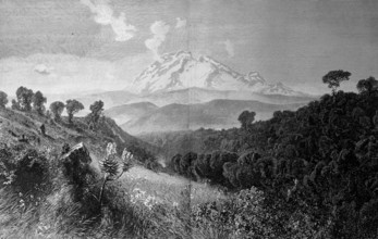 View of Kilimanjaro in Tanzania in 1870, Historical, digital reproduction of an original from the