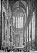 Interior of Cologne Cathedral, Cologne on the Rhine, in 1870, Germany, Historical, digital