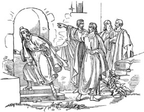 Lake Grimsel, Swiss folk tale, Ahasuerus the Jew is expelled from the city, group of people,