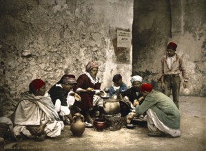 A Travelling Cook, Kairwan, Kairouan, Tunisia, c. 1895, Historic, digitally restored reproduction