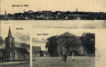 Historical postcard, picture postcard, Zellin an der Oder, Neumark, West Pomerania, today Czelin in