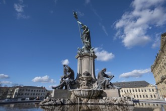 Frankoniabrunnen, neo-baroque, created in 1894, fountain figures and figure of Frankonia with the