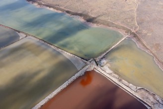 Salt ponds in the salt works, Las Salinas de Cabo de Gata, Almeria, Andalusia, Spain, Europe