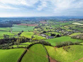 Farms and Fields over Torquay from a drone, Devon, England, United Kingdom, Europe
