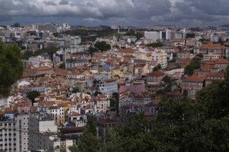 View from Castelo de São Jorge to old town, City view, Lisbon, Portugal, Europe