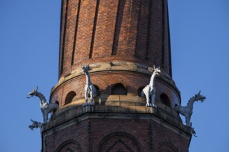 Detail, coiled industrial chimney by Carl Jacobsen, Vilhelm Dahlerup and PS Beckmann with replicas