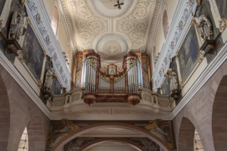 Organ loft, organ built in 1983, Cathedral of Our Lady, Villingen-Schwenningen, Baden-Württemberg,