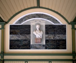 Historic Wandelhalle with bust of Duke Carl Theodor in Bavaria, favourite brother of Empress