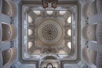Vaulted dome of St James' Church, built 1772-1775, Bad Kissingen, Lower Franconia, Bavaria,