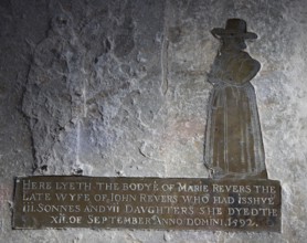 Brass figure of sixteenth century woman who had ten children, All Saints and St Margaret's church,
