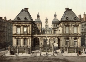 Lyon. Place de la Comedie. L'Hotel de Ville, France, c. 1890, Historic, digitally restored