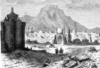 View of Ispahan, Isfahan, Esfahan, Persia, today Iran, in 1860, Historical, digital reproduction of