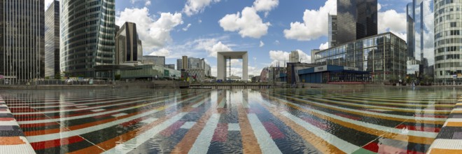 The monumetal AGAM fountain, Agam basin, Agam pool, La Defence, Europe's largest office city,