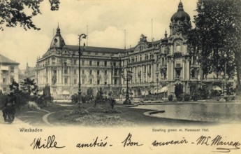 Historical postcard, picture postcard, Nassauer Hof in Wiesbaden, Hesse, Germany, digitally