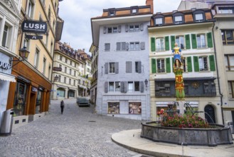 Statue on Place Palud, City of Lausanne, Canton of Vaud, Switzerland, Europe