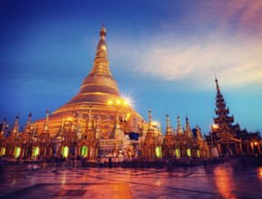 Vintage retro effect filtered hipster style image of Myanmer famous sacred place and tourist