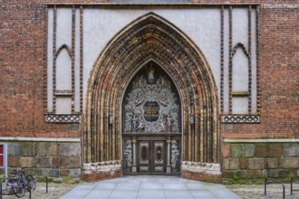 Richly decorated west portal of the Nikolaikirche Hanseatic City of Stralsund, Mecklenburg-Western