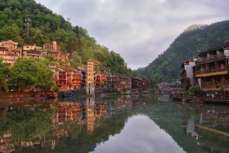 Chinese tourist attraction destination, Feng Huang Ancient Town (Phoenix Ancient Town) on Tuo Jiang