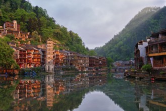 Chinese tourist attraction destination, Feng Huang Ancient Town (Phoenix Ancient Town) on Tuo Jiang
