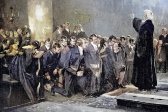 Blessing of the War Volunteers 1813, Napoleonic Wars, Historic, digitally restored reproduction of