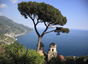 View from Villa Rufolo of the Gulf of Salerno and the towers of the Church of Chiese dell