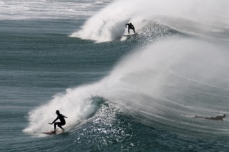 Fuerteventura, Canary Island, Surfers at Playa del Castillo in El Cotillo, Spain, Europe