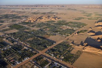 Al-Ula Oasis, aerial view, AlUla region, Medina province, Saudi Arabia, Arabian Peninsula, Asia