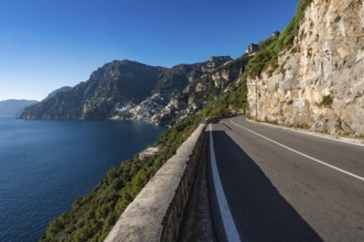 Amalfi Coast in The road and coastline in Positano, Italy during sunny day