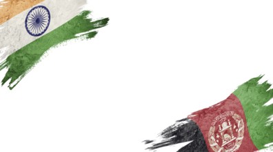 Flags of India and Afghanistan on White Background