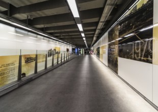 Koekelberg, Brussels Capital Region, Belgium, 09 25 2019 The pedestrian hallway of the metro and