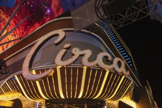 A picture of the neon signs at the Circa Resort and Casino