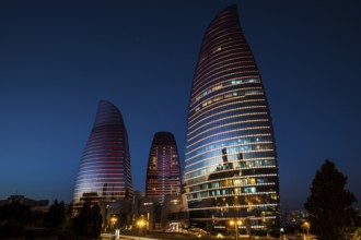 Azerbaijan, Baku, Flame Towers at night, Baku, Azerbaijan, Azerbaijan, Asia