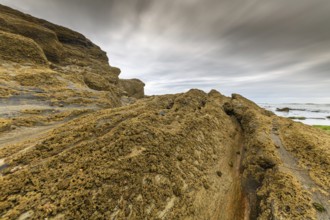 Rocks at low tide on the French Atlantic coast in France