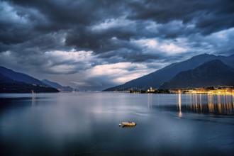 A strong thunderstorm over Lake Como in Gravedona