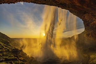 Behind Seljalandsfoss, south coast, Iceland, Europe