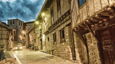 Street Scene, Traditional Architecture, Calatañazor, Medieval Town, Soria, Castilla y León, Spain,