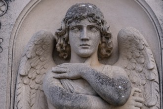 Angel with trumpet, J.Serra Riera sculptor, Llucmajor cemetery, Mallorca, Balearic Islands, Spain,