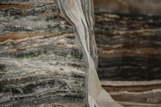 Multicolored marble with layered earthy tones and natural patterns, stone, natural stone, stone